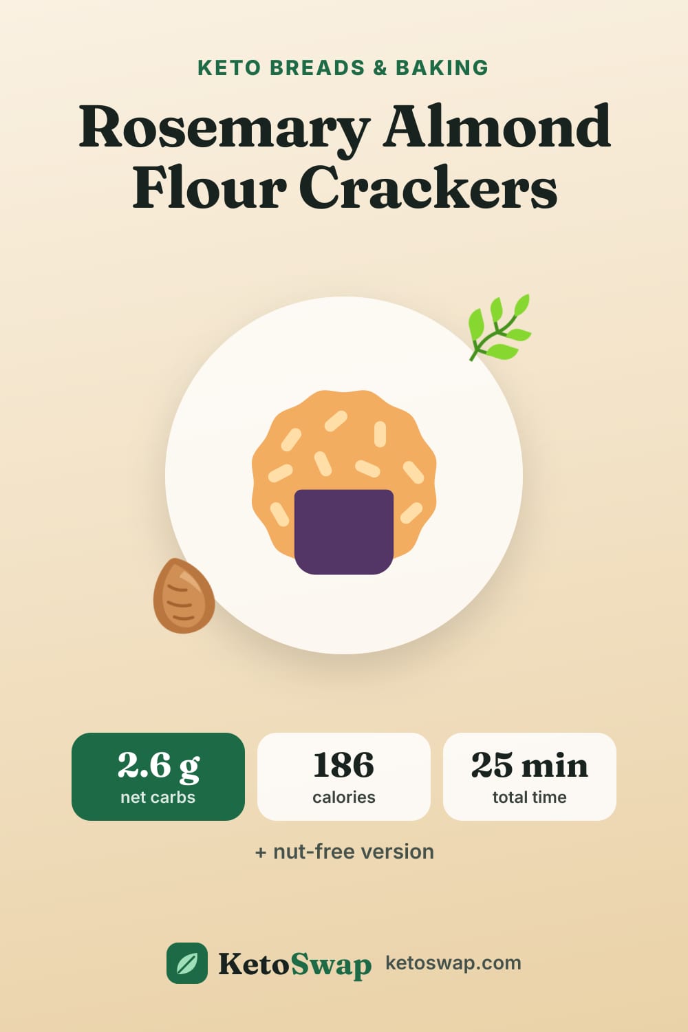 Rosemary Almond Flour Crackers — pin image
