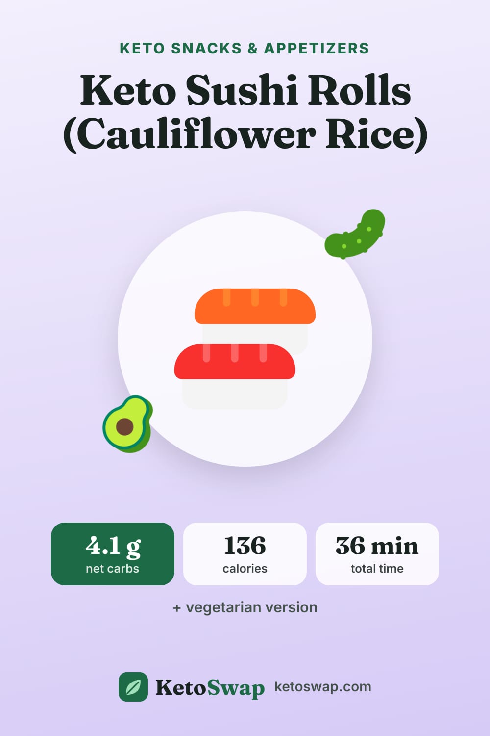 Keto Sushi Rolls (Cauliflower Rice) — pin image