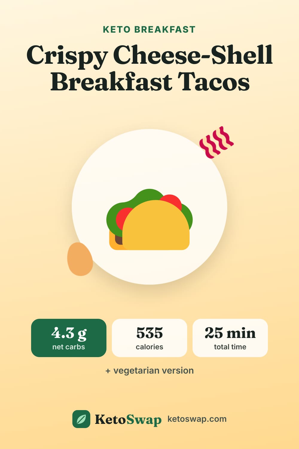 Crispy Cheese-Shell Breakfast Tacos — pin image