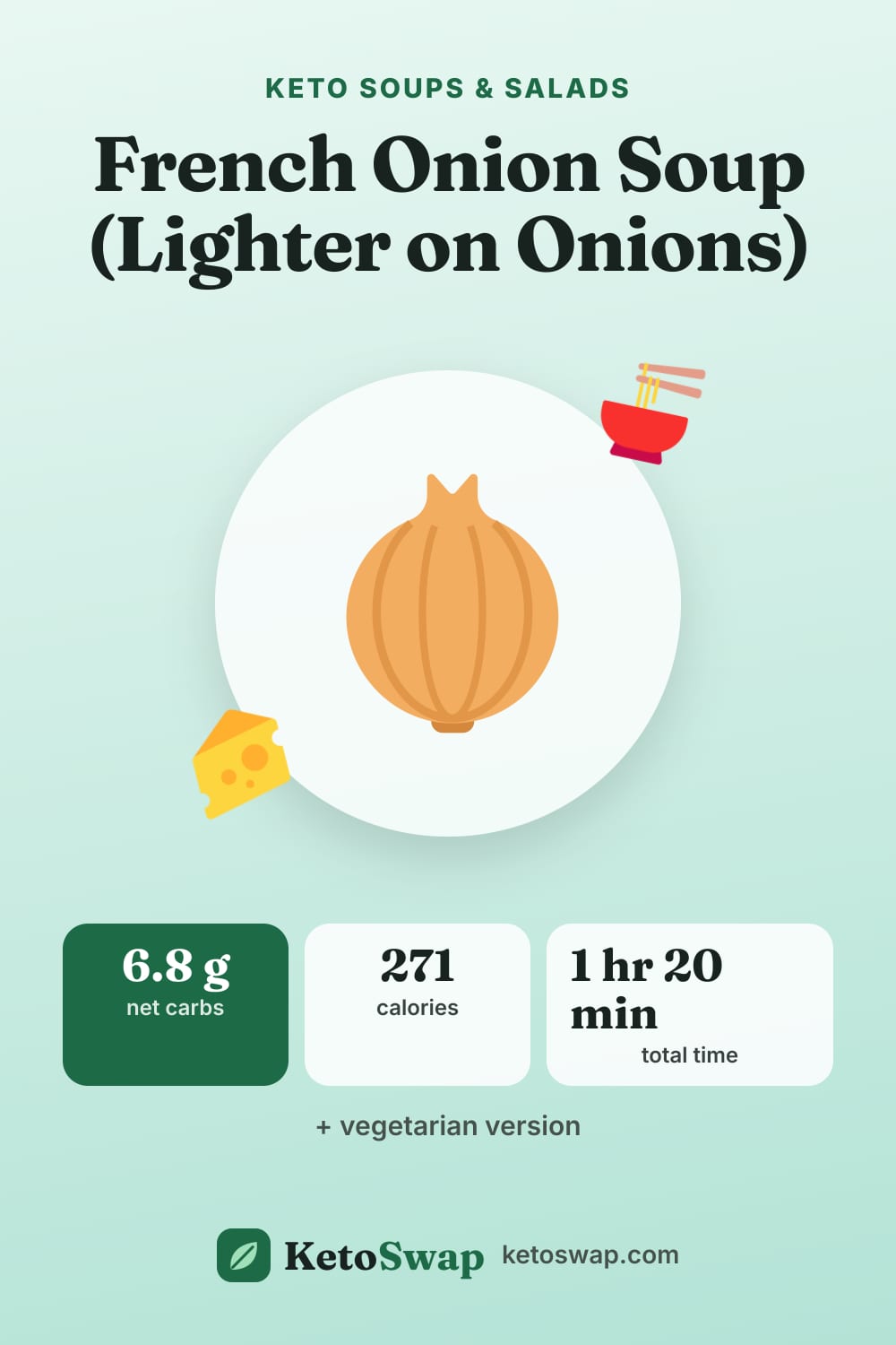French Onion Soup (Lighter on Onions) — pin image