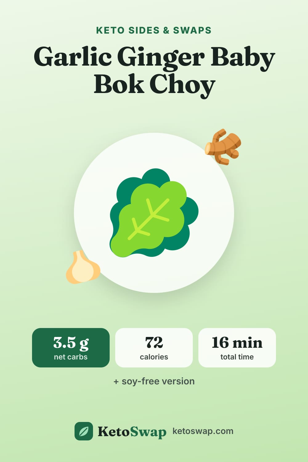 Garlic Ginger Baby Bok Choy — pin image