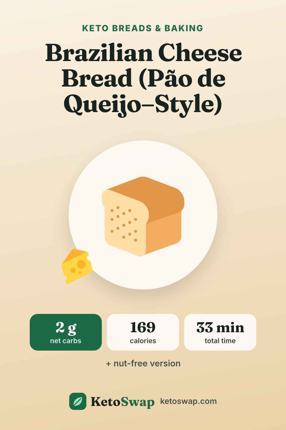 Brazilian Cheese Bread (Pão de Queijo–Style) — pin image