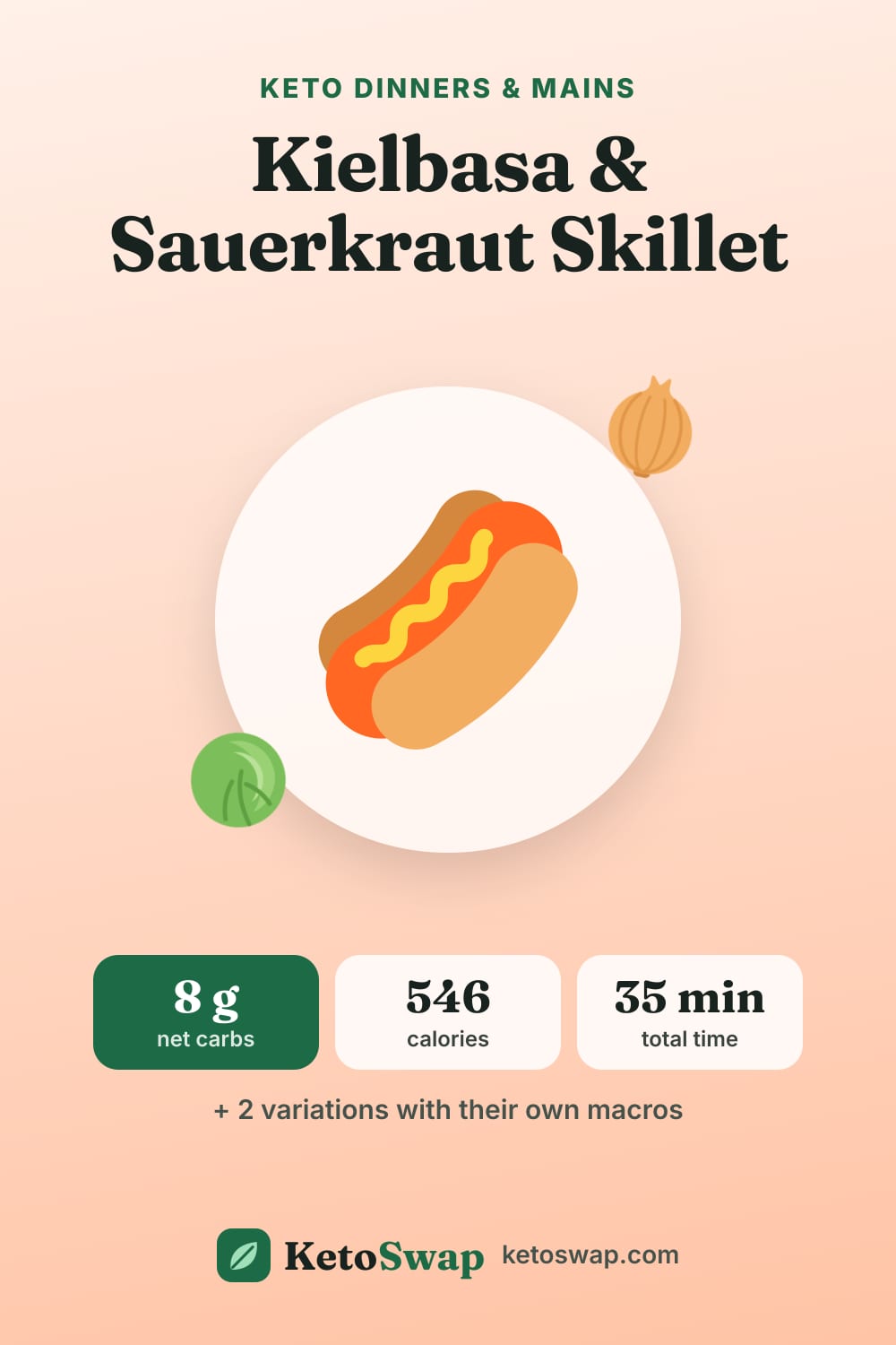 Kielbasa & Sauerkraut Skillet — pin image