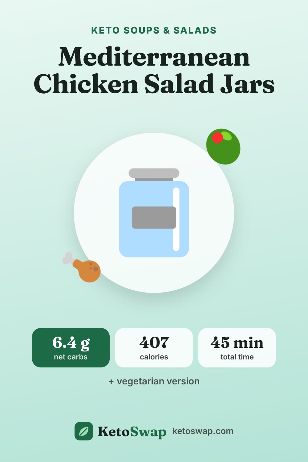 Mediterranean Chicken Salad Jars — pin image