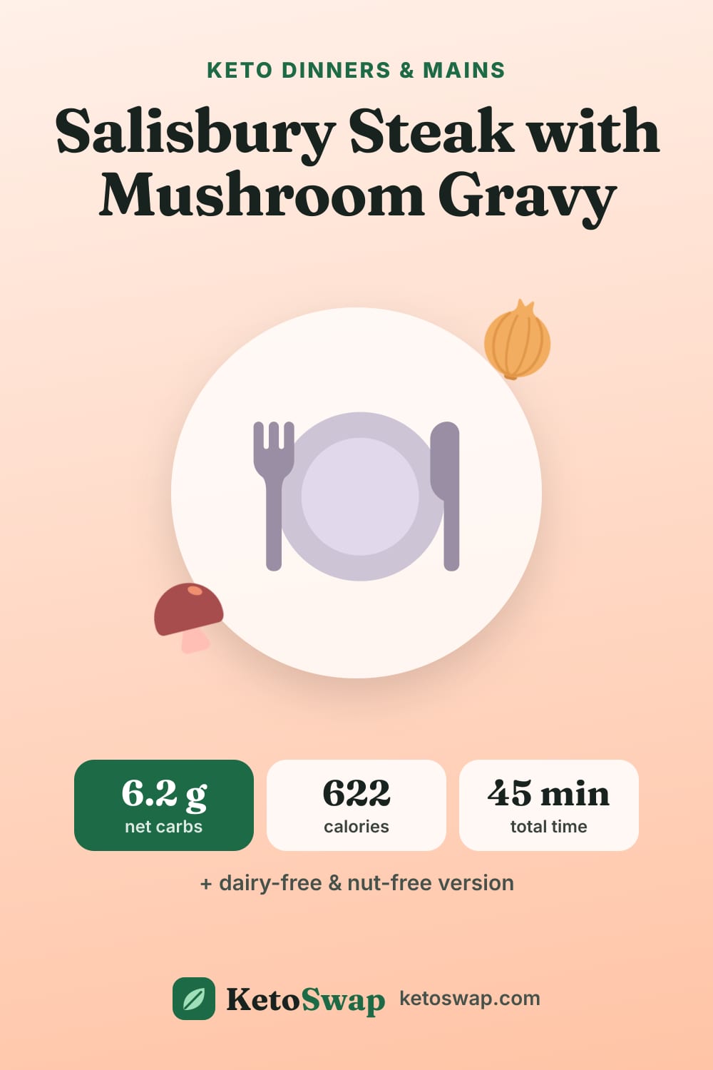 Salisbury Steak with Mushroom Gravy — pin image