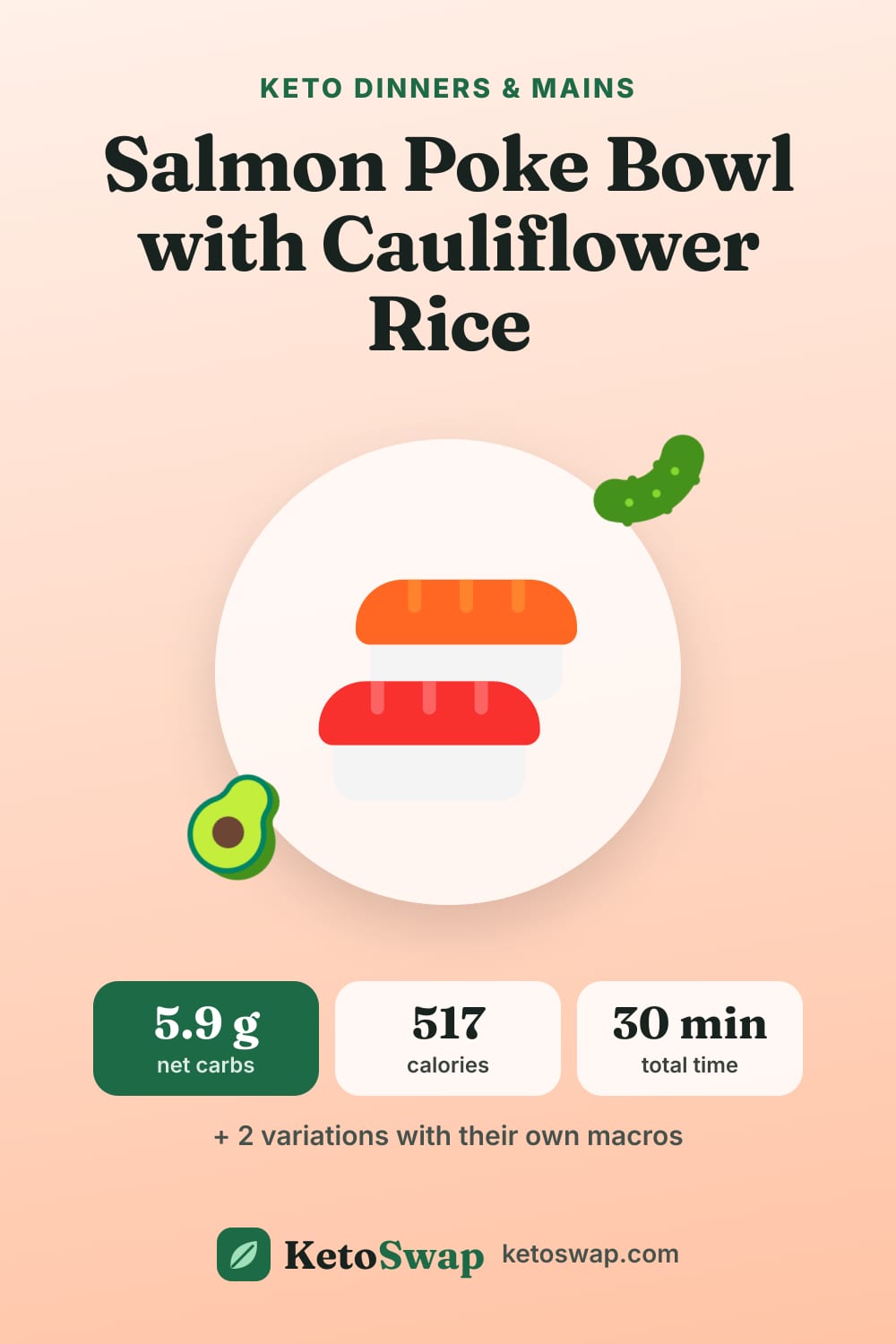 Salmon Poke Bowl with Cauliflower Rice — pin image