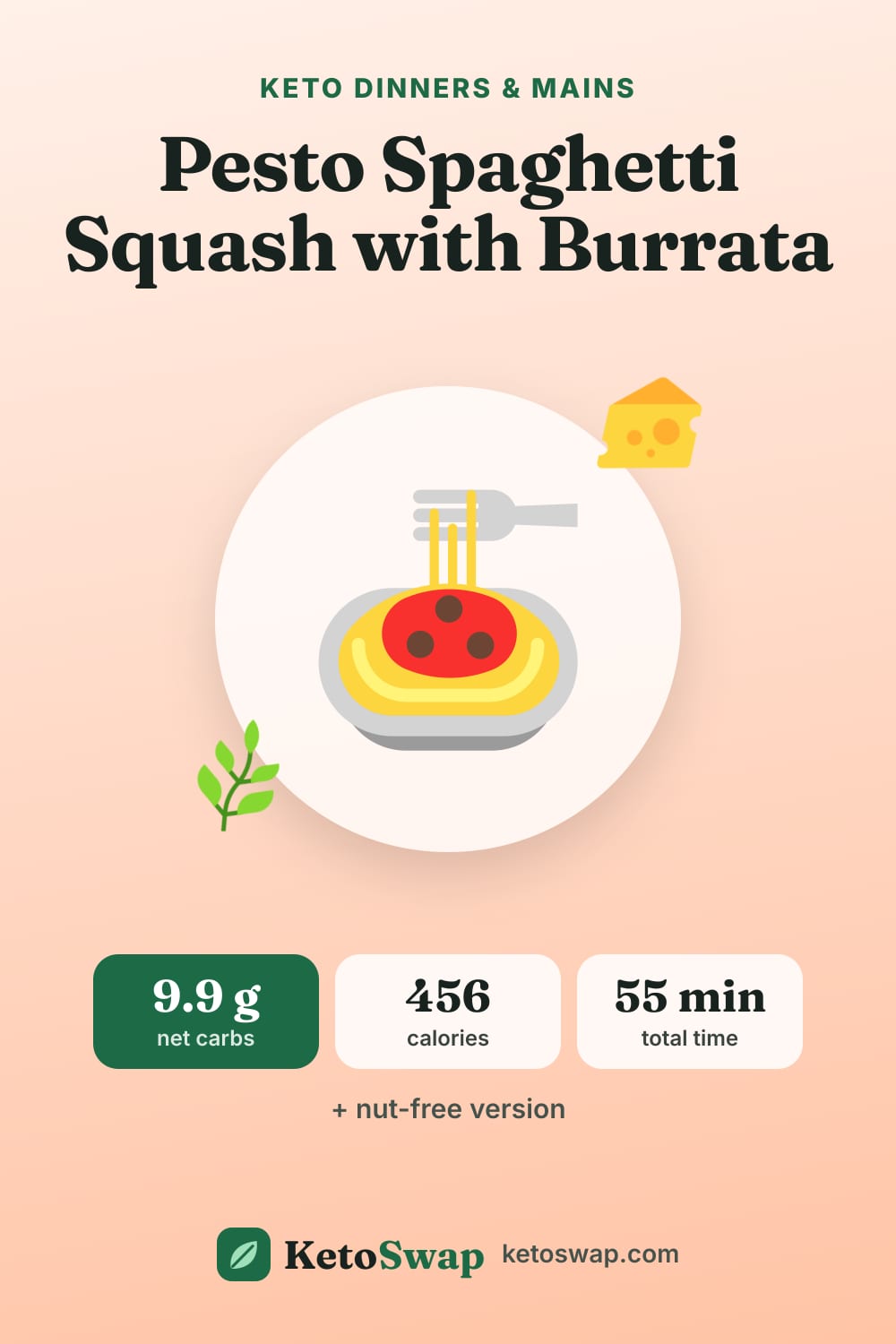 Pesto Spaghetti Squash with Burrata — pin image